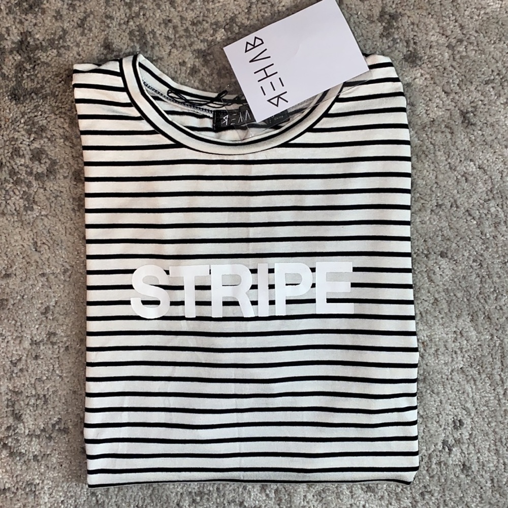 ✌🏼NWT Rehab Black White Stripe Short Sleeve Tee S